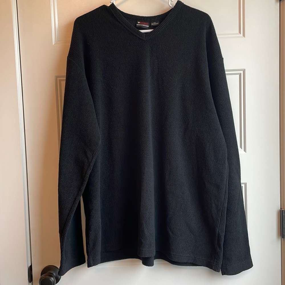 Men’s Guess Black Pullover V-Neck Sweater Size XXL